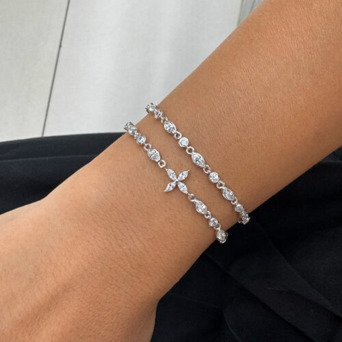 Marquise Stone Chain Women's Silver Bracelet - CNG Jewels (1)