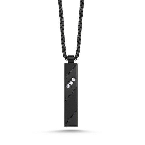 Black Steel Rod Necklace with Stones - CNG Jewels