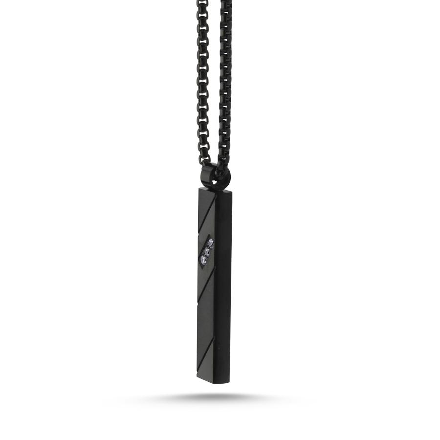 Black Steel Rod Necklace with Stones - CNG Jewels (1)