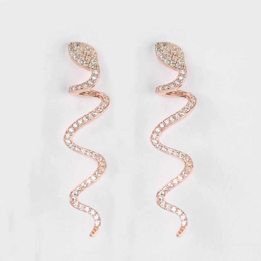 Snake Rose Silver Women's Earrings with Stones - CNG Jewels (1)