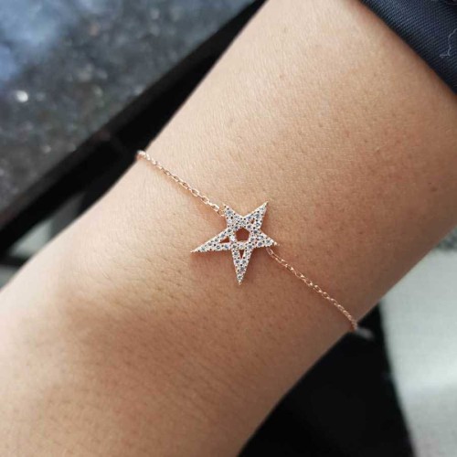 Stone Star Rose Women's Silver Bracelet - 1