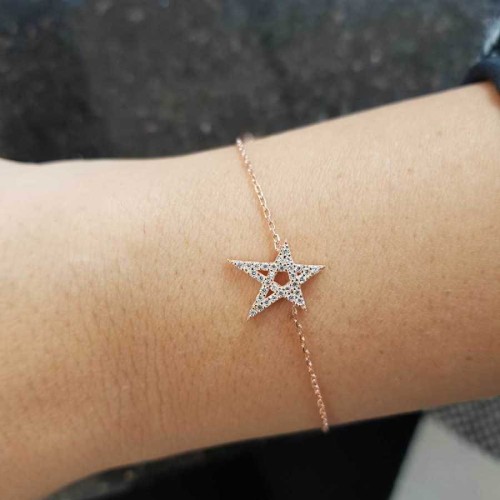 Stone Star Rose Women's Silver Bracelet - 2