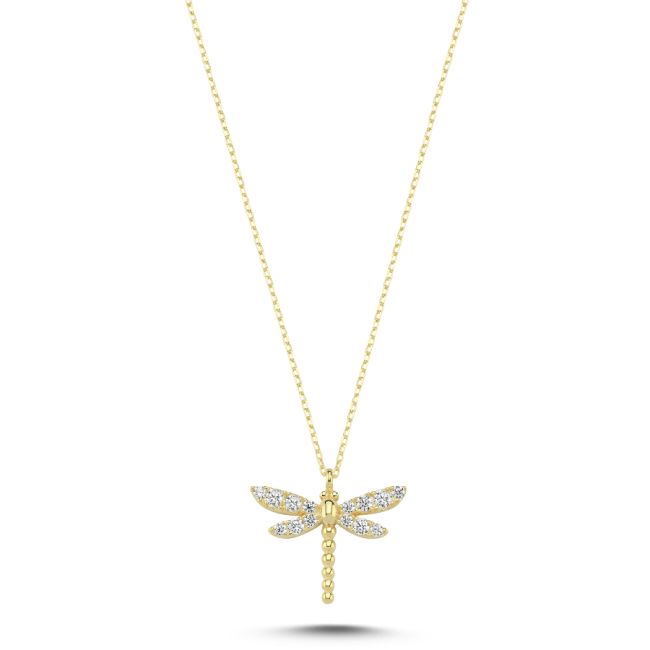 Stone Dragonfly Gold Women's Silver Necklace - 1