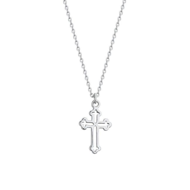 Stoneless Haç Silver Women's Necklace