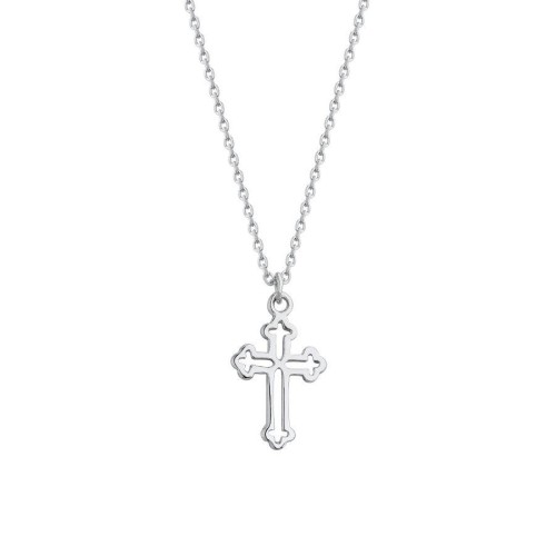 Stoneless Cross Silver Women's Necklace - 1