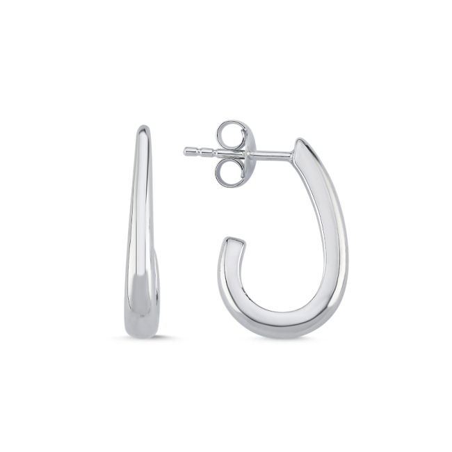 Stoneless Half Hoop Women's Silver Earrings - 1