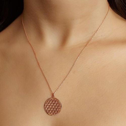 Flower of Life Rose Silver Women's Necklace Without Stone - CNG Jewels