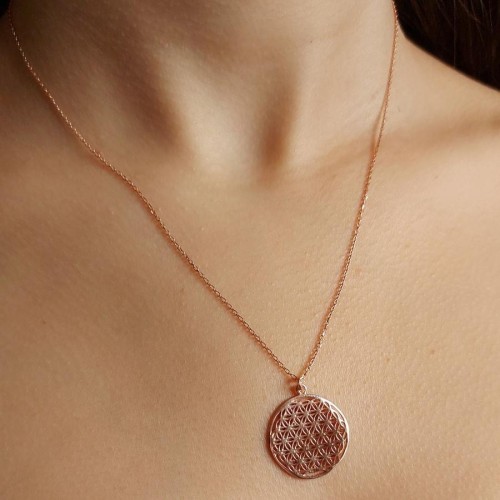 Flower of Life Rose Silver Women's Necklace Without Stone - CNG Jewels (1)