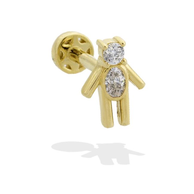 Teddy Bear Gold Tragus Piercing - 1