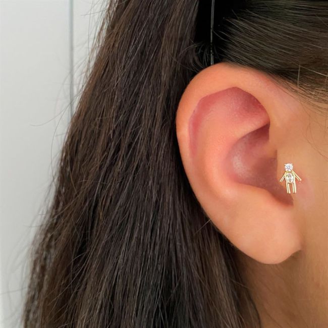 Teddy Bear Gold Tragus Piercing - 2
