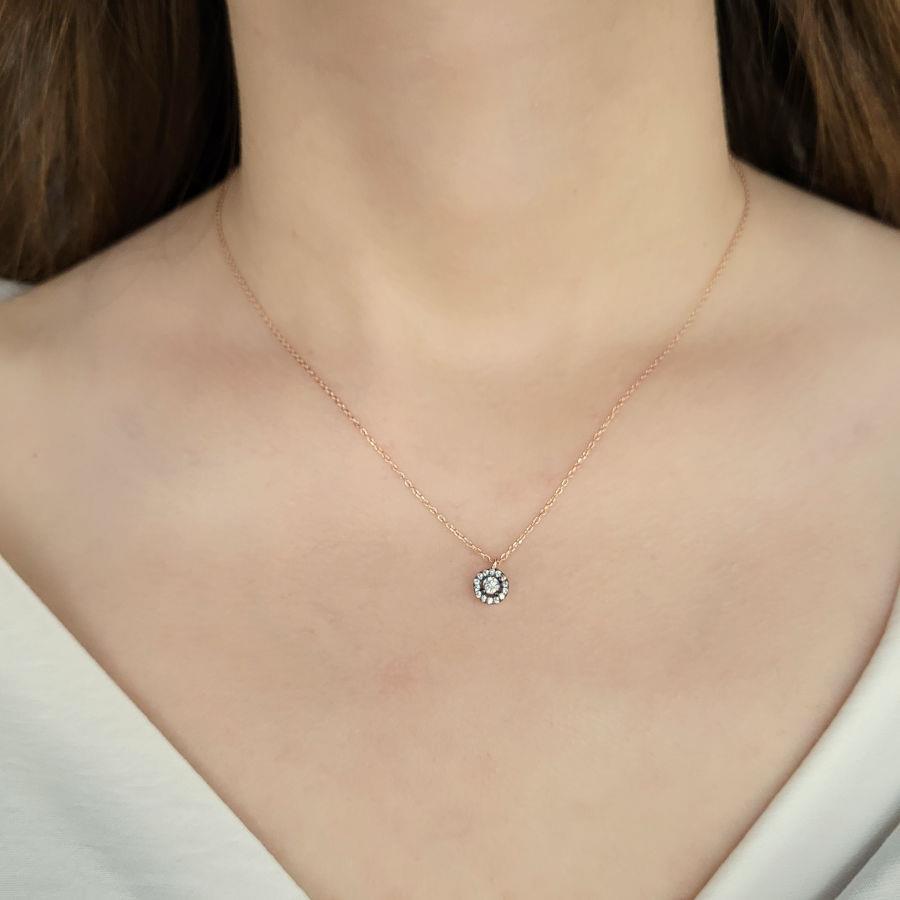 Solitaire Anturaj Diamond Mounted Silver Women's Necklace - CNG Jewels (1)