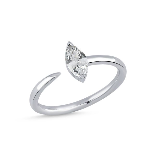 Solitaire Marquise Silver Ring - 1