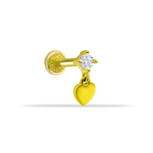 Solitaire Dangle Heart Gold Tragus Piercing - 1