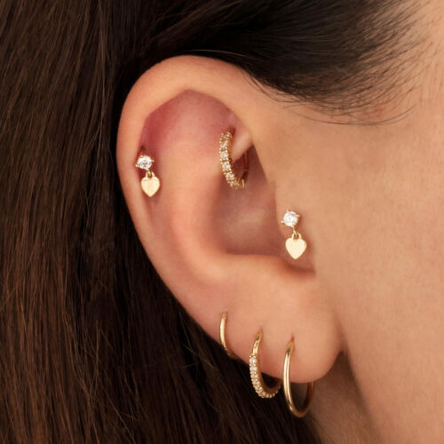 Solitaire Dangle Heart Gold Tragus Piercing - 2