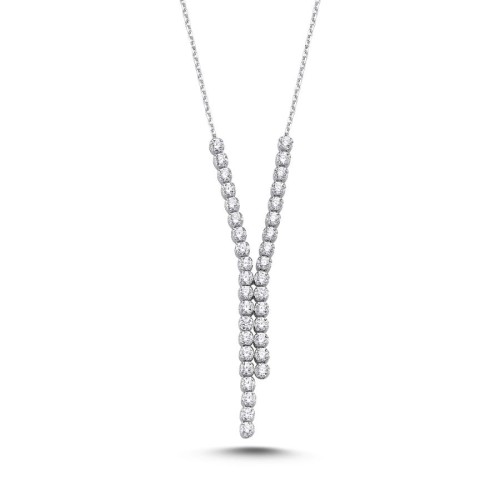 14K White Gold Waterway Y Necklace - 1