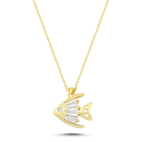 Trapeze Fish Gold Women's Silver Necklace - CNG Jewels