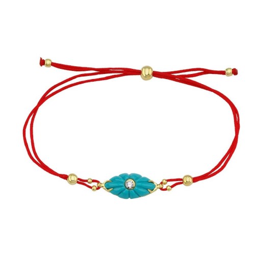 Turquoise Eye Red String Elevator Silver Women's Bracelet - CNG Jewels