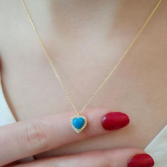 Turquoise Heart Silver Women's Necklace - 2
