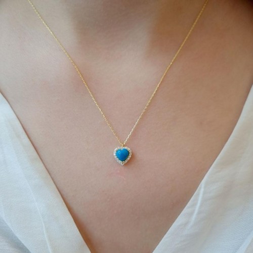 Turquoise Heart Silver Women's Necklace - 3