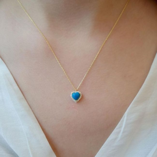 Turquoise Heart Silver Women's Necklace - 3