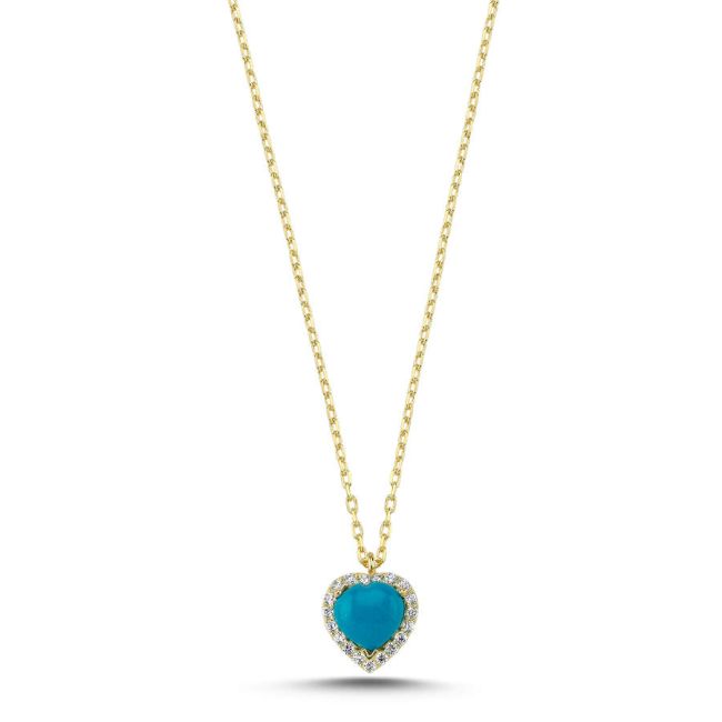 Turquoise Heart Silver Women's Necklace - 1