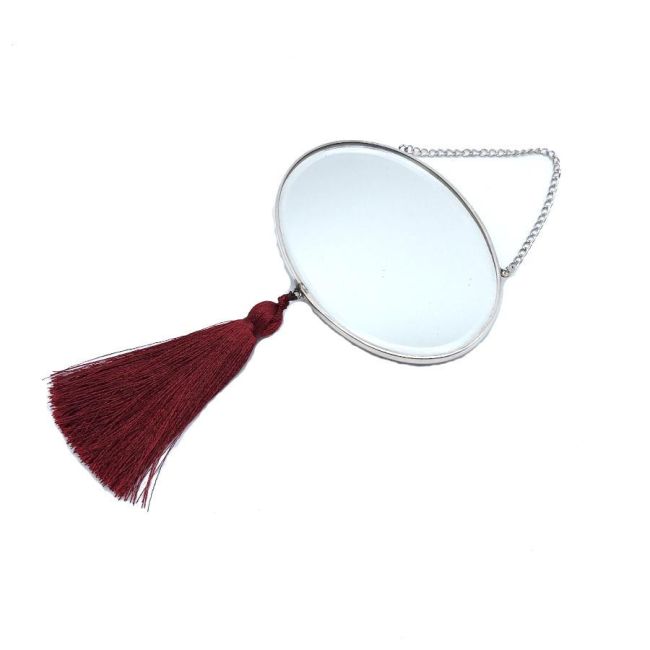 Medium Silver Wall Mirror with Turquoise Stone - 2