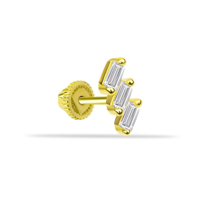 Three Baguette Gold Helix Piercing - 1