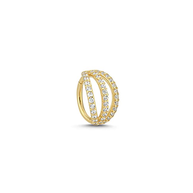 Three Row Stone Ring Gold Helix Piercing - 1