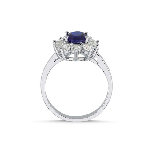 Vintage Oval Safir Anturaj Kadın Gümüş Yüzük - CNG Jewels (1)