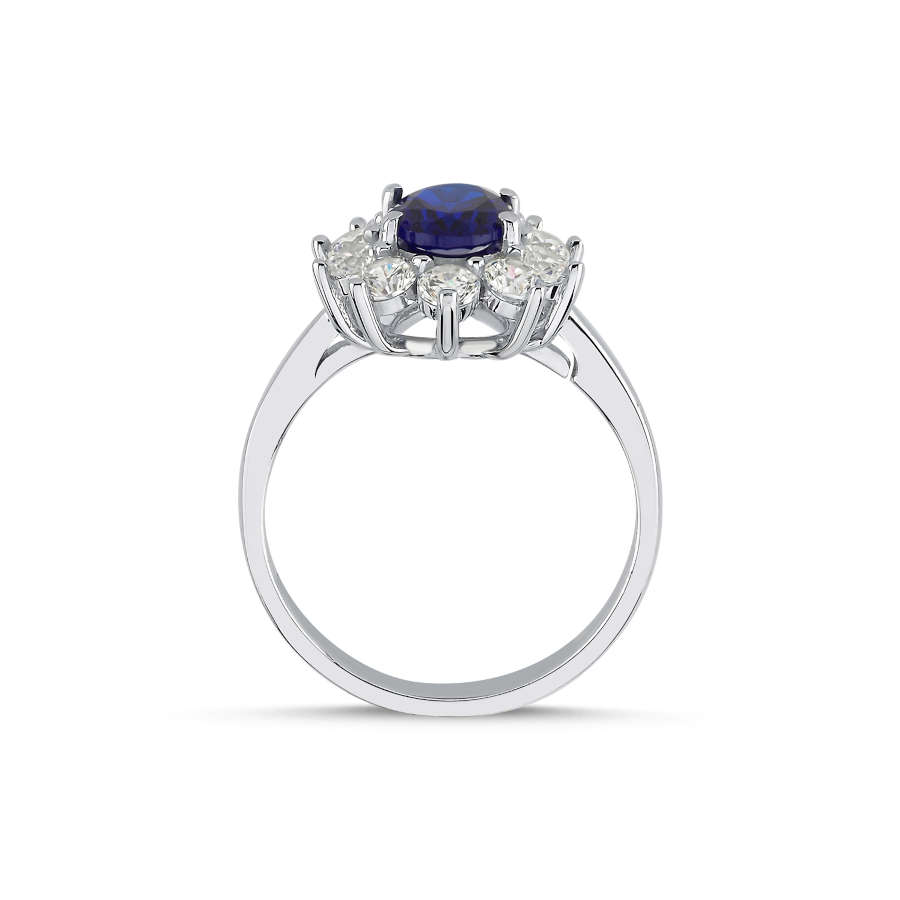 Vintage Oval Safir Anturaj Kadın Gümüş Yüzük - CNG Jewels (1)