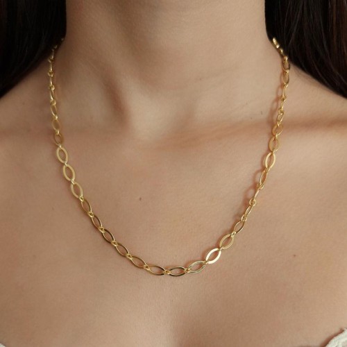 Yassı Forse Gold Gümüş Kadın Zincir - CNG Jewels
