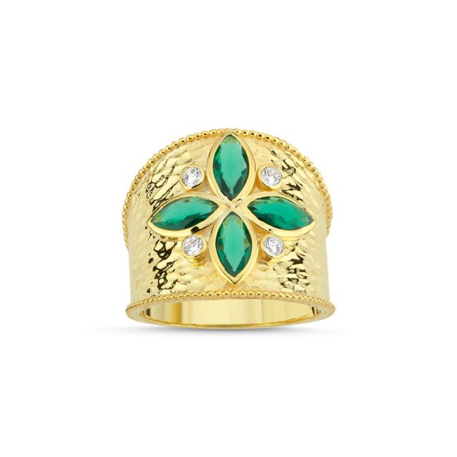 Green Markizli Design Gold Women's Silver Ring