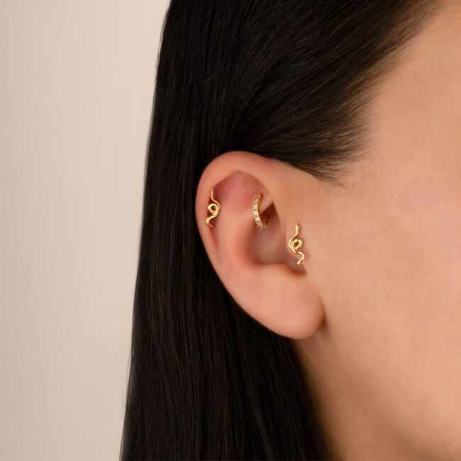 Yılan Altın Tragus Piercing - 2