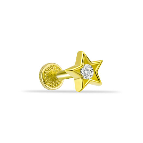 Yıldız Tektaş Altın Tragus Piercing - 1