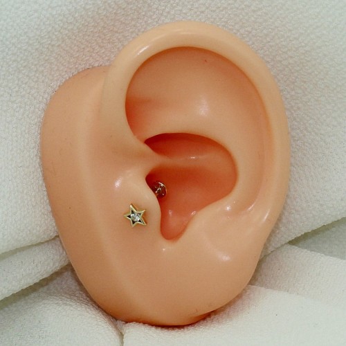 Yıldız Tektaş Altın Tragus Piercing - Thumbnail