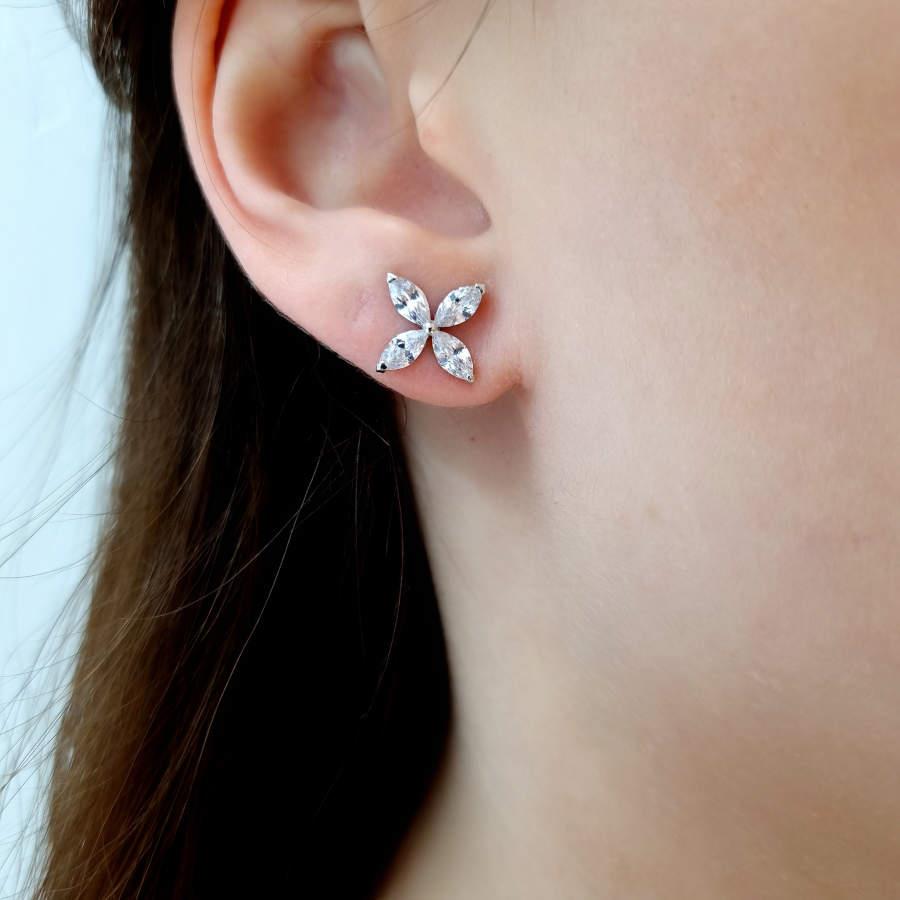 Yonca Markiz Roza Gümüş Kadın Küpe - CNG Jewels (1)