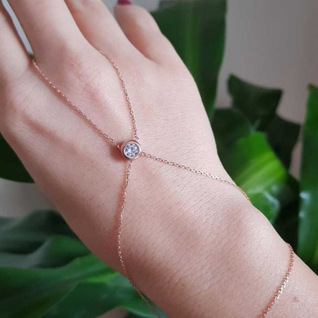 Round Single Stone Silver Shahmaran Bracelet - 1
