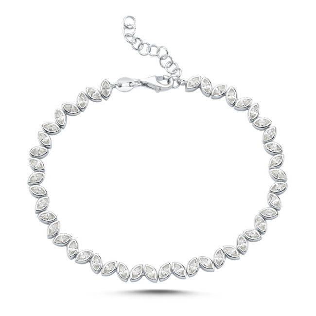 Zigzag Marquise Stone Silver Waterway Bracelet - 2