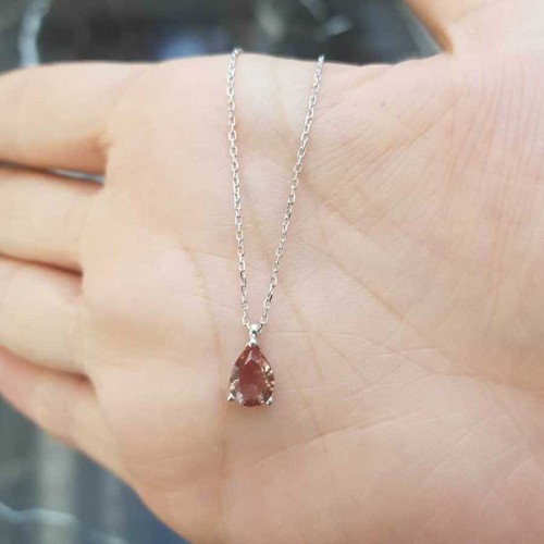 Zultanit Taşlı Küçük Damla Gümüş Kadın Kolye - 2