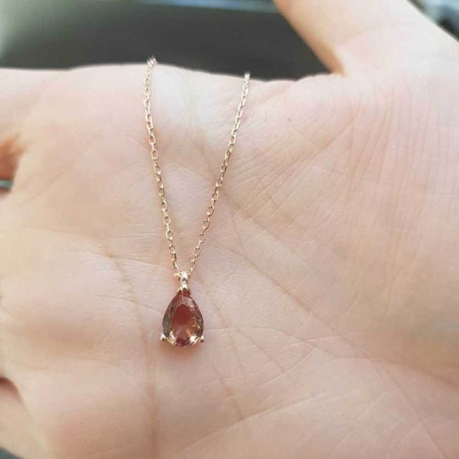 Zultanit Taşlı Küçük Damla Rose Gümüş Kadın Kolye - 2